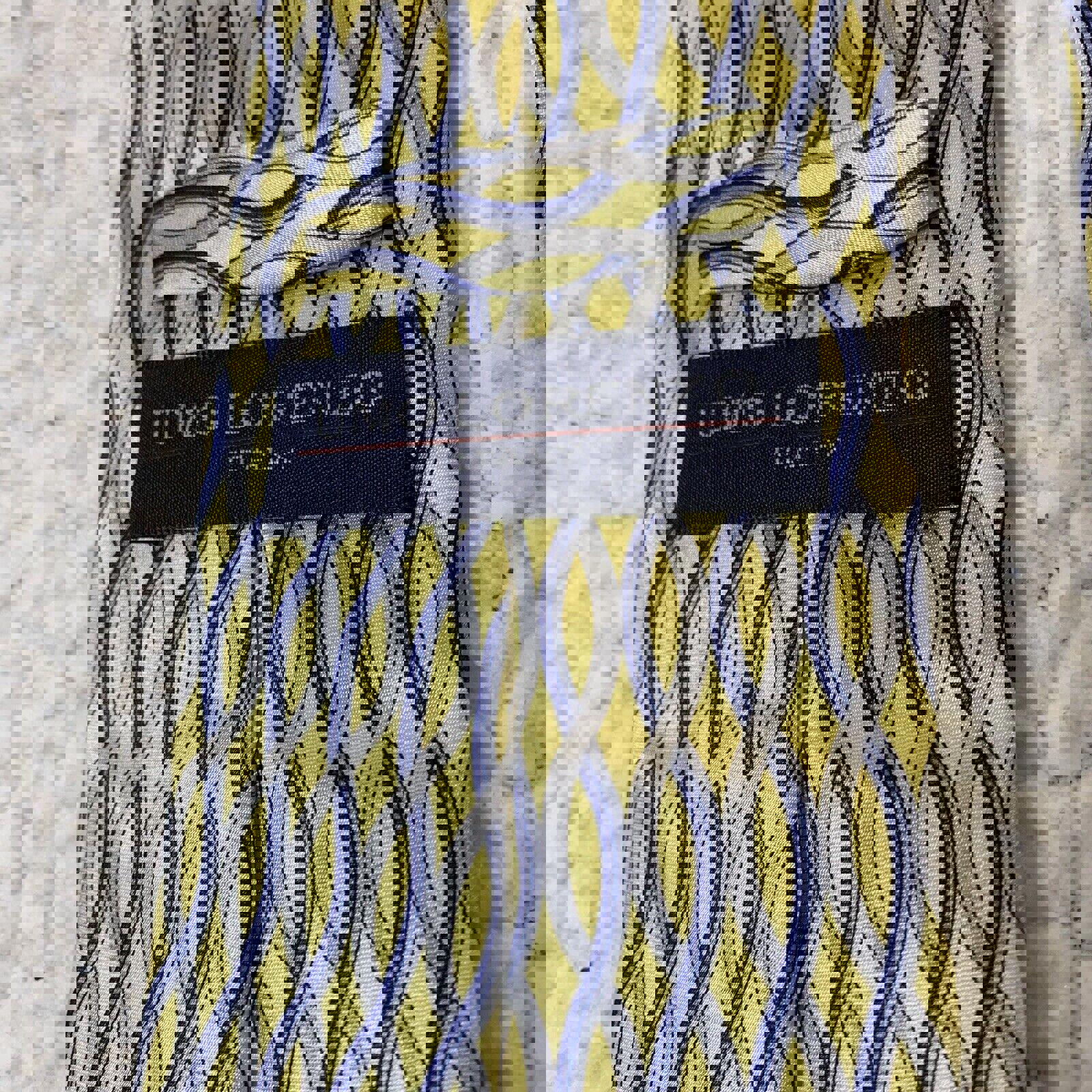Corbata para hombre Umo Lorenzo, color amarillo, azul y gris, diseño italiano