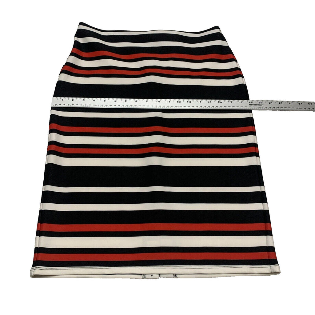 Falda tubo modesta hasta la rodilla con rayas rojas y negras de NYCC para mujer, talla M