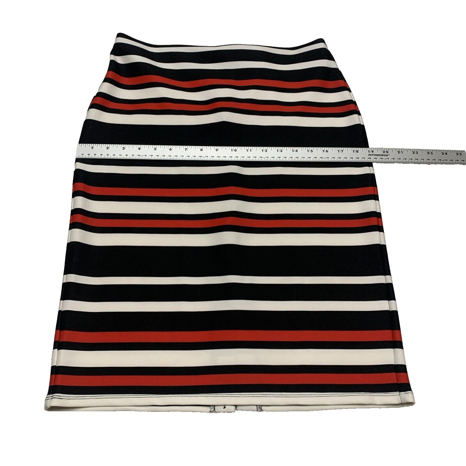 Falda tubo modesta hasta la rodilla con rayas rojas y negras de NYCC para mujer, talla M
