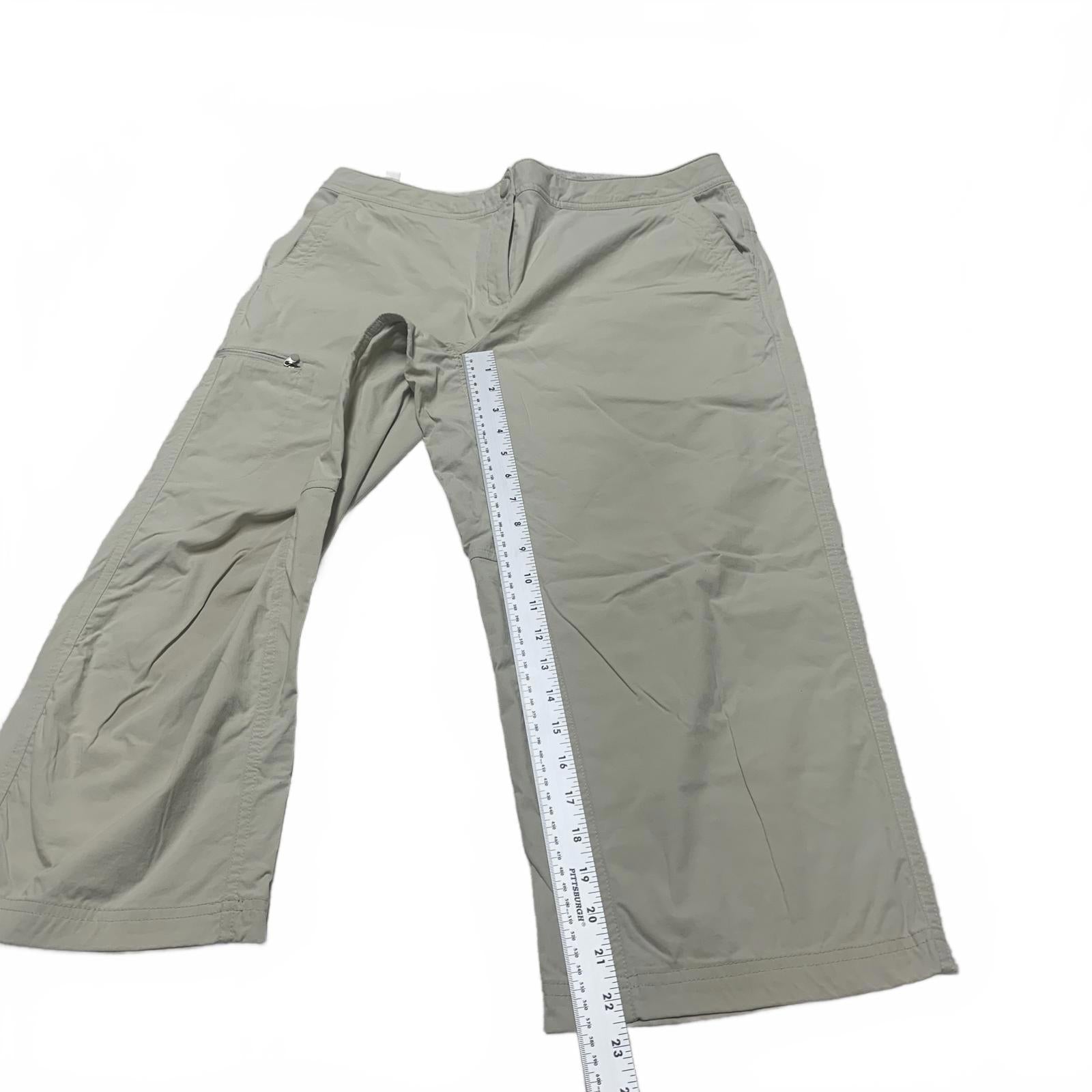 Pantalones capri cargo beige LL Bean para mujer, talla 12R, para actividades al aire libre, ancho 34 x largo 22,5 cm