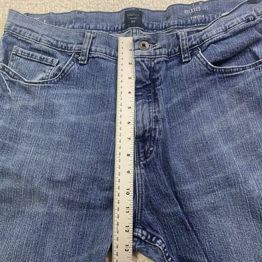 Nautica Jeans para hombre, talla W38 32L, corte relajado, azul elástico