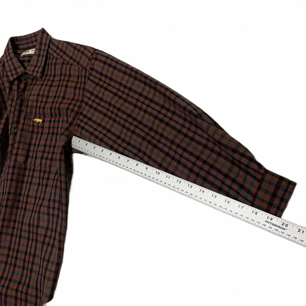 PAT Korea Rhino Men’s Size L Red Black Plaid Long Sleeve Button Up Shirt