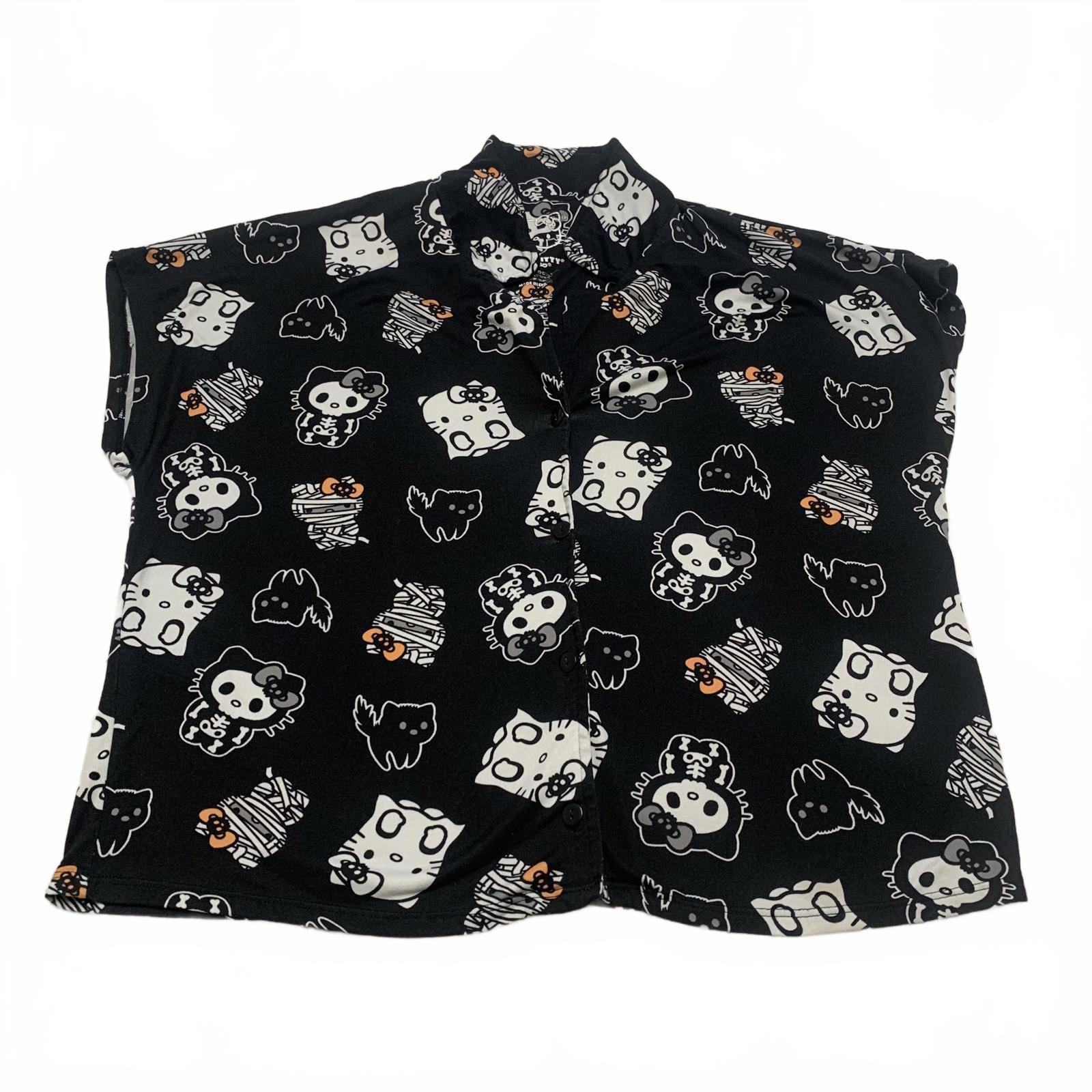 Camisa de manga corta de Hello Kitty para mujer, color negro, talla pequeña, para Halloween