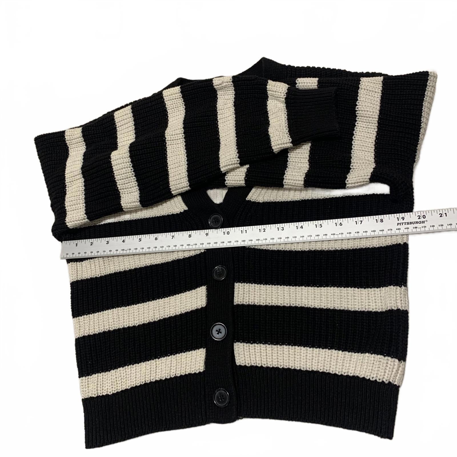 H&M Women's Size XS Black White Striped Knit Cardigan Sweater Button Front