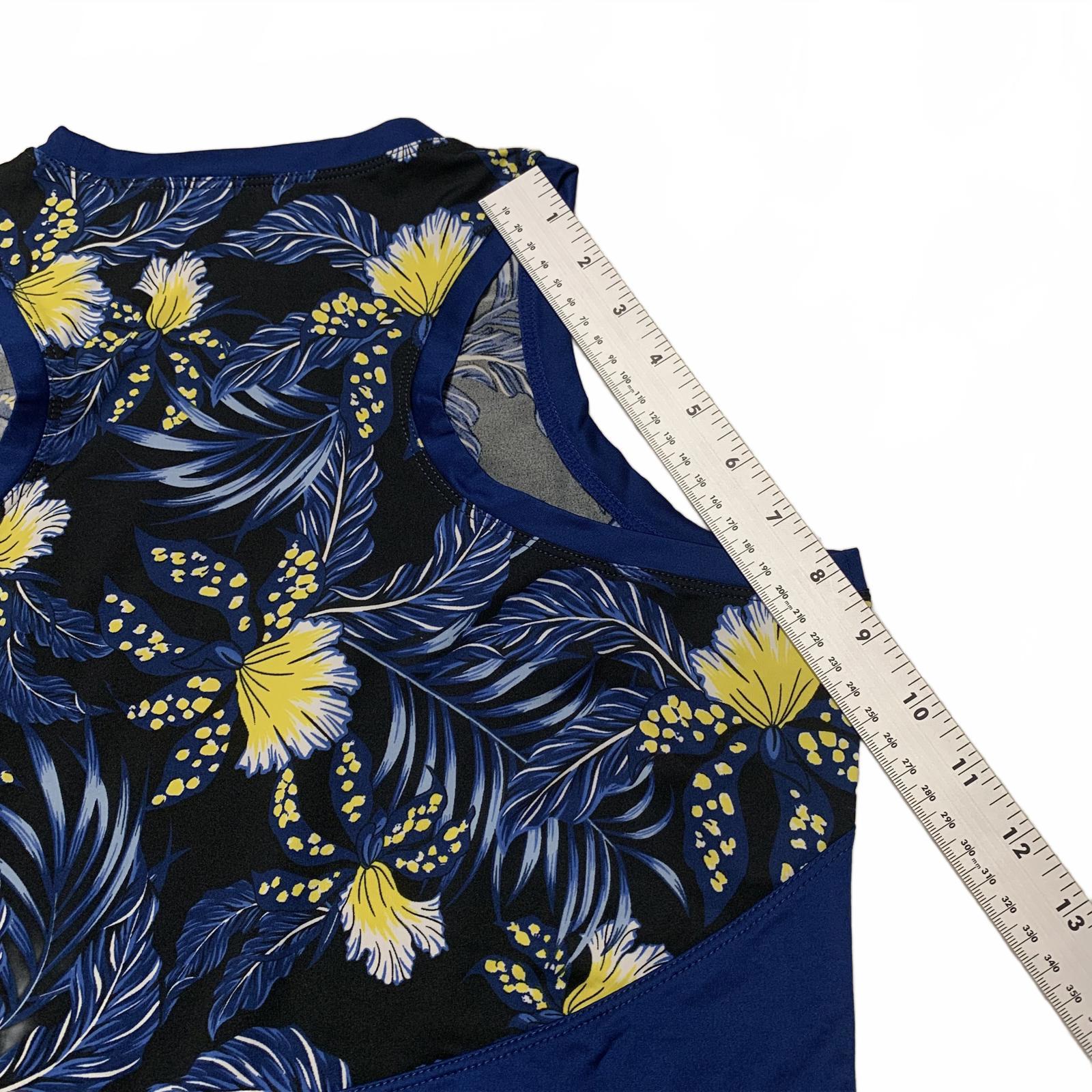Top elástico sin mangas con estampado floral de jungla azul Debbie para mujer talla M TAIL