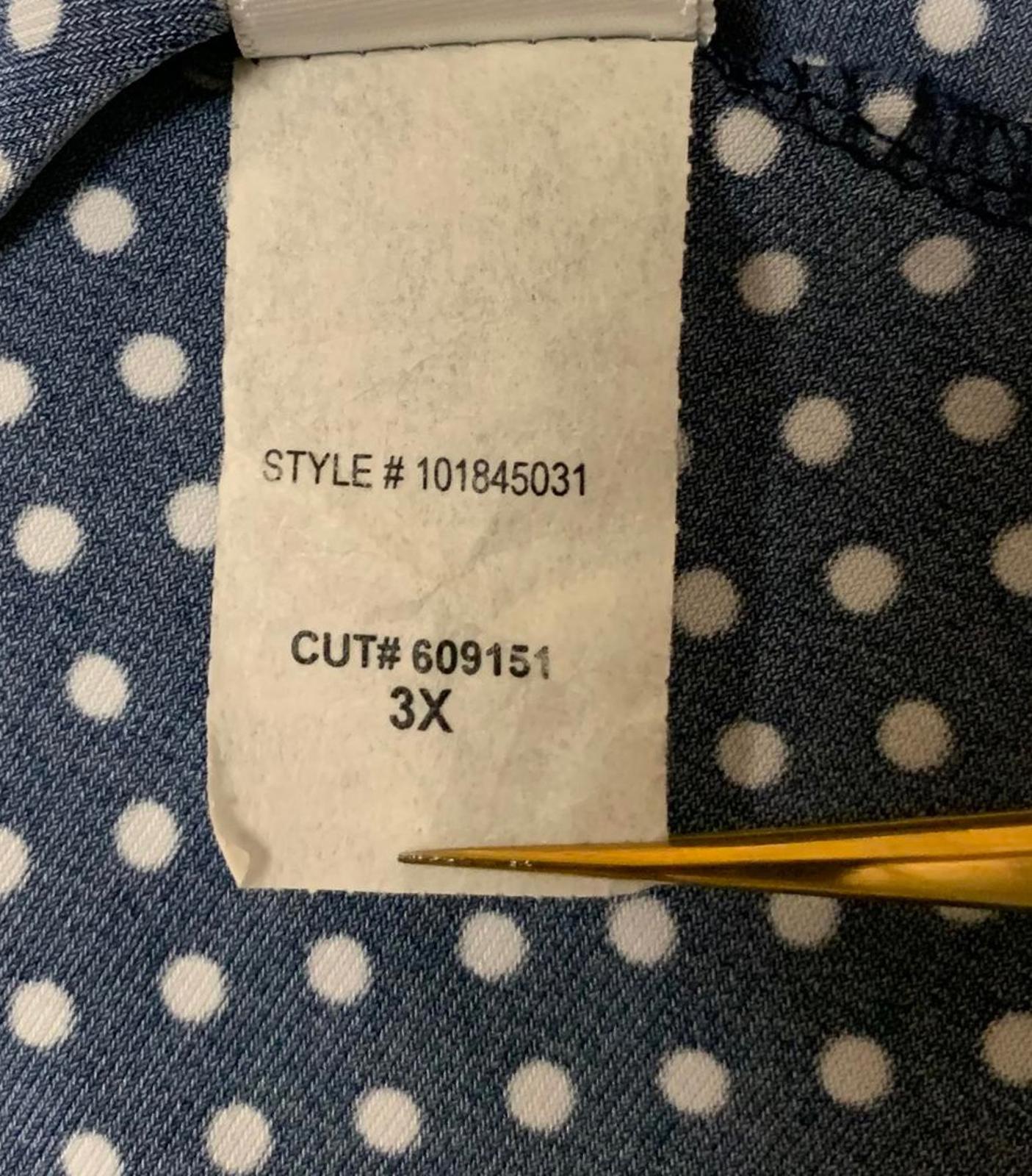 Blusa de lunares blancos y azul marino de Dressbarn para mujer, talla 3X, EE. UU.