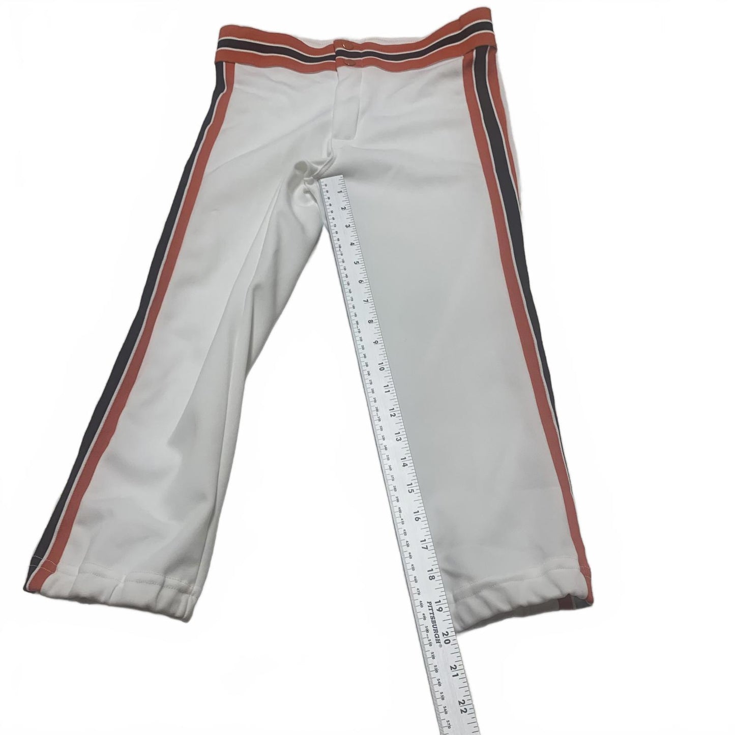 VTG 80s Rawlings Boy Sz Youth L White Track Pants Stripes Orange Black USA