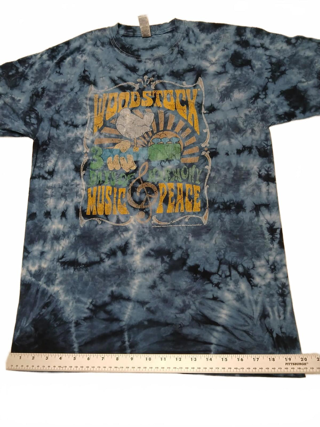 Camiseta unisex M&amp;O Gold talla M azul Woodstock tie-dye de algodón Music &amp; Peace