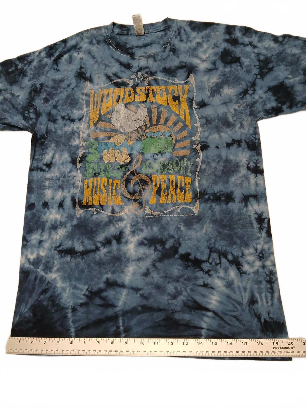 M&O Gold Unisex Sz M Blue Woodstock Tie-Dye T-Shirt Music & Peace Cotton
