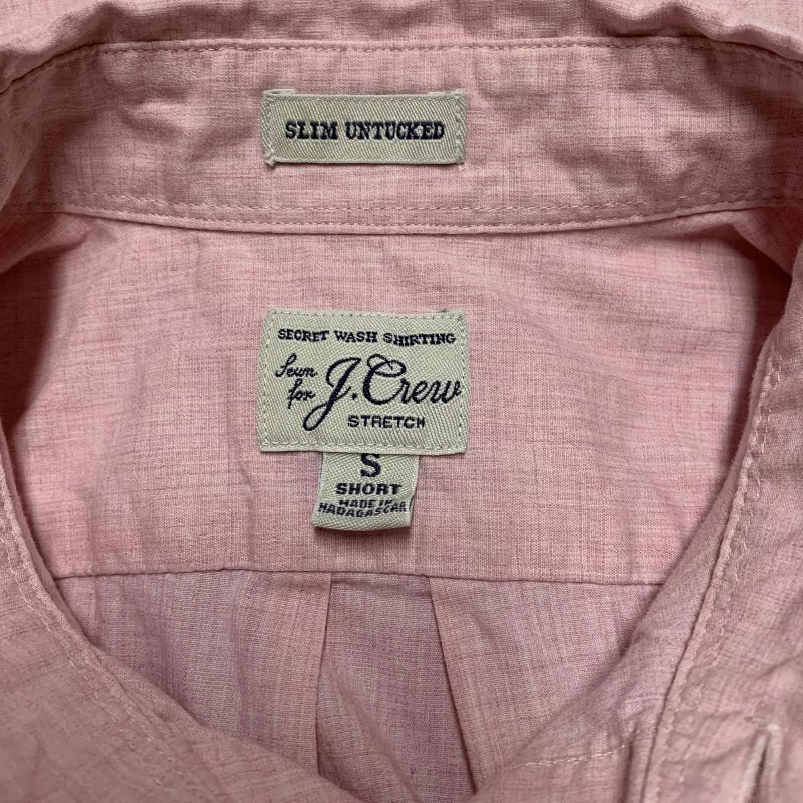 Camisa corta rosa con botones J Crew Long para hombre, corte entallado