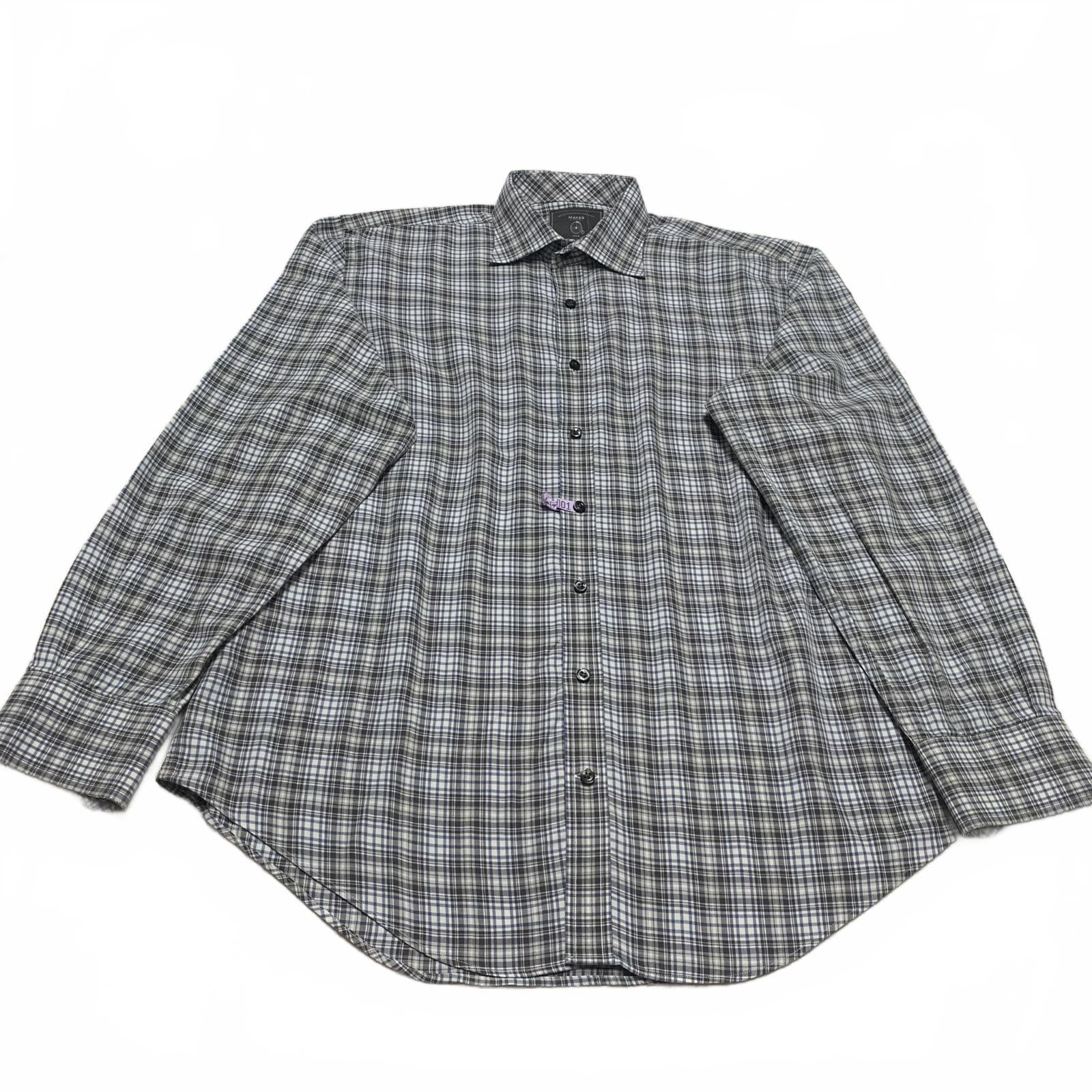 Camisa clásica a cuadros negra y gris para hombre, talla grande, de Maker Company