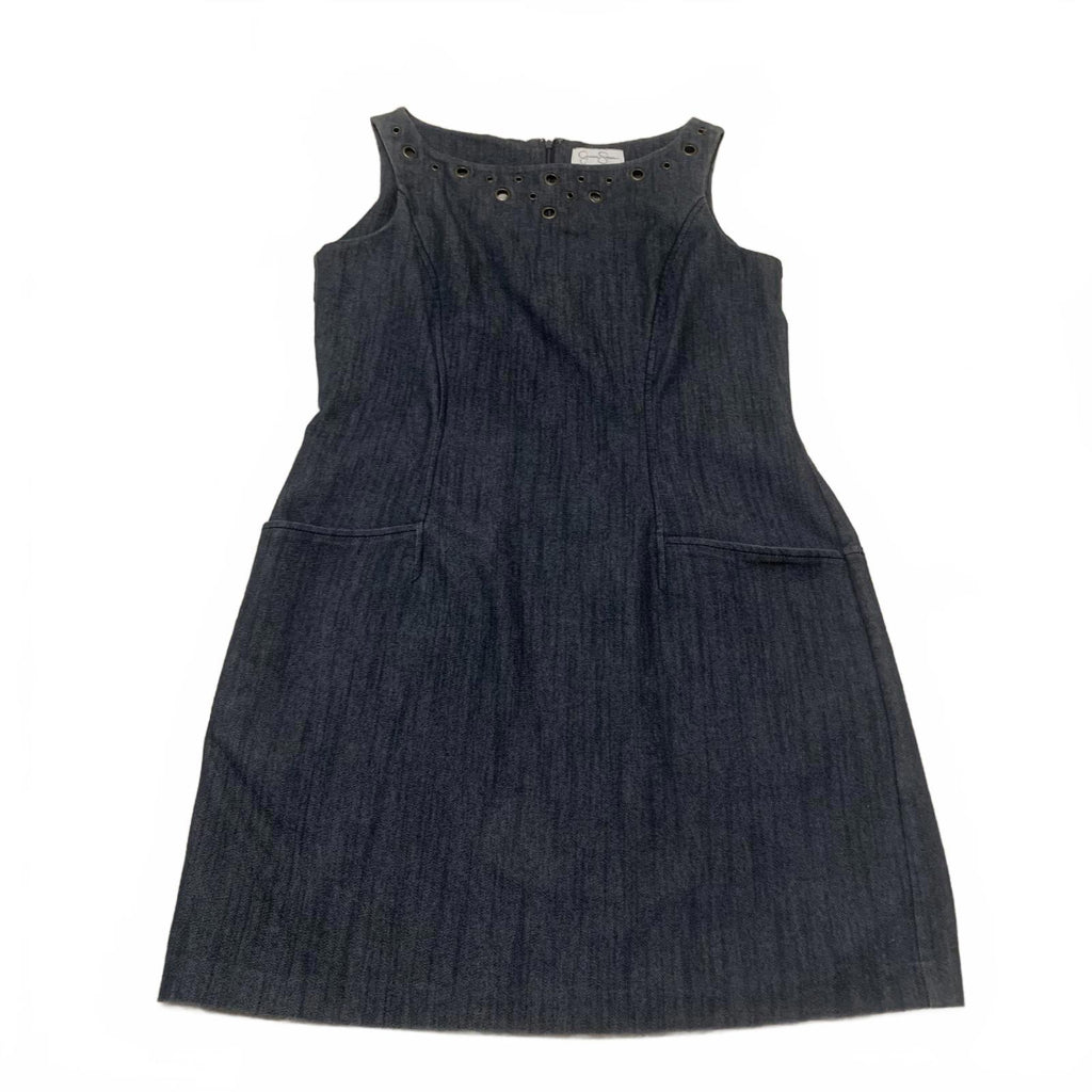 Jessica Simpson Women’s Size 12 Sleeveless blue Denim Dress Front Pockets