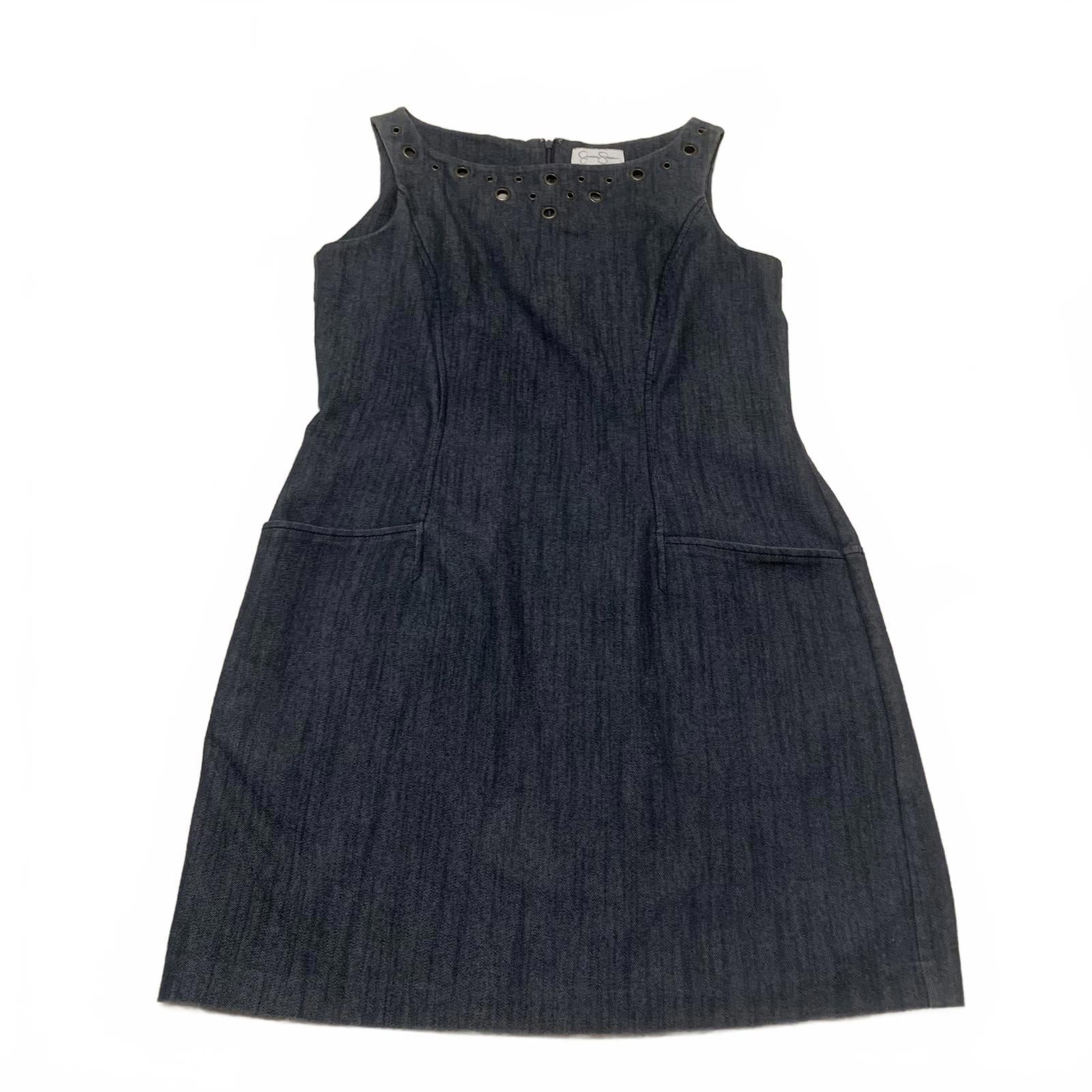 Jessica Simpson Women’s Size 12 Sleeveless blue Denim Dress Front Pockets