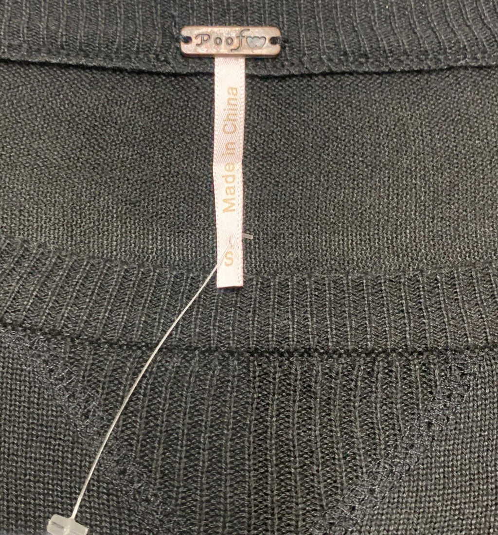 Vestido midi ajustado de punto negro pequeño de POOF Junior con ajuste elástico