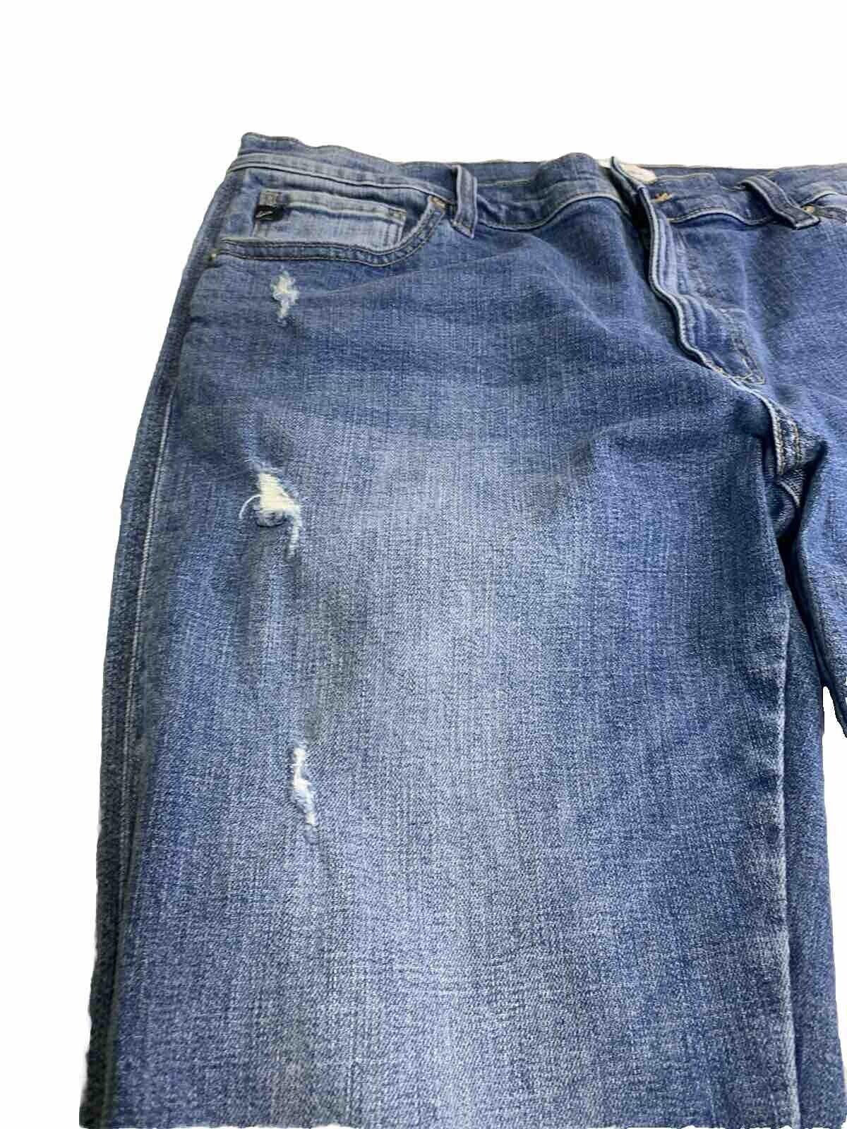 Jeans Kancan para mujer, talla 13.30, azul, desgastado, pierna recta