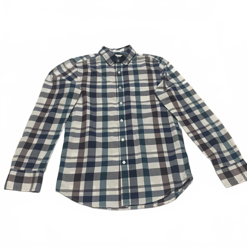 Camisa a cuadros azul y verde ajustada Hawker Rye para hombre, talla pequeña