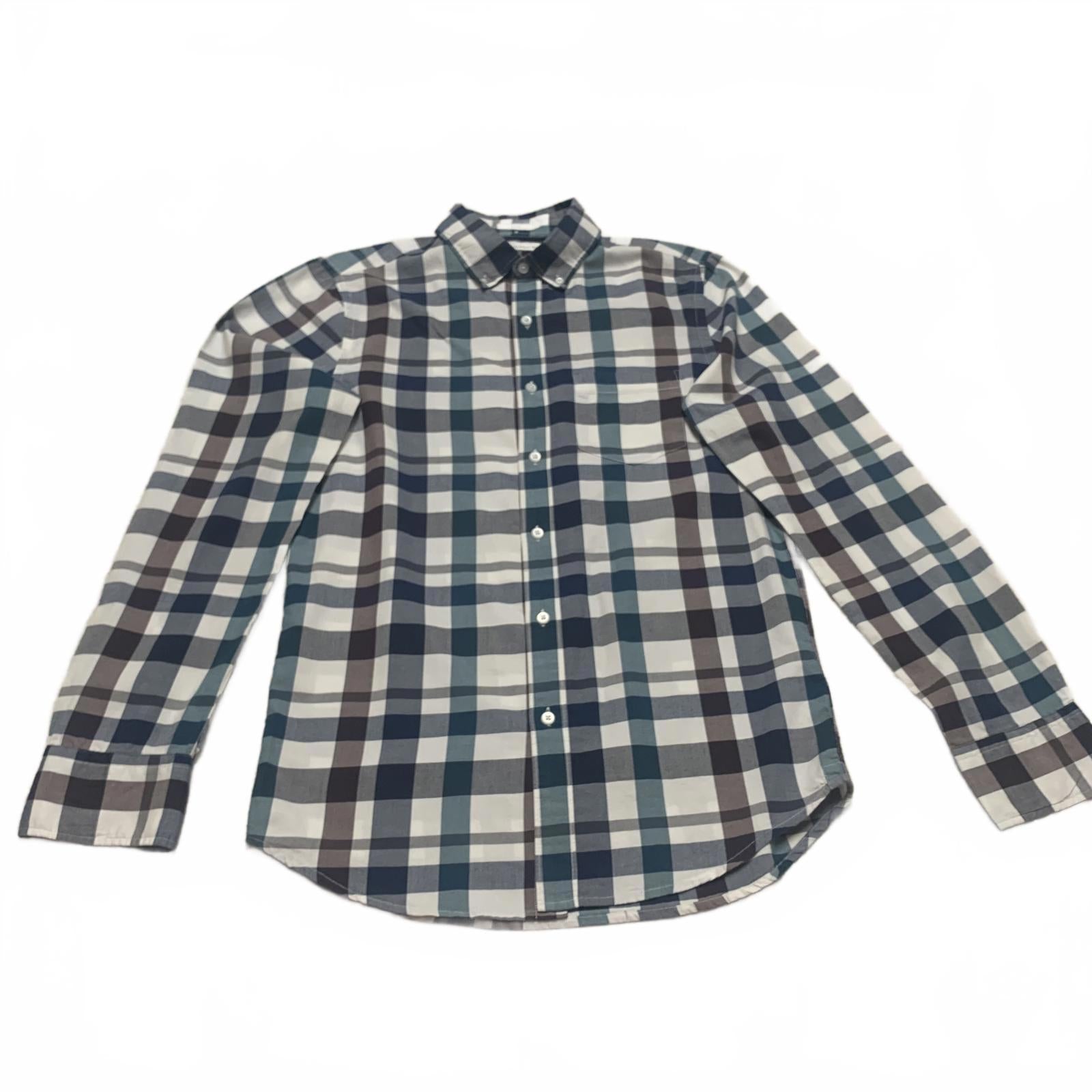Camisa a cuadros azul y verde ajustada Hawker Rye para hombre, talla pequeña
