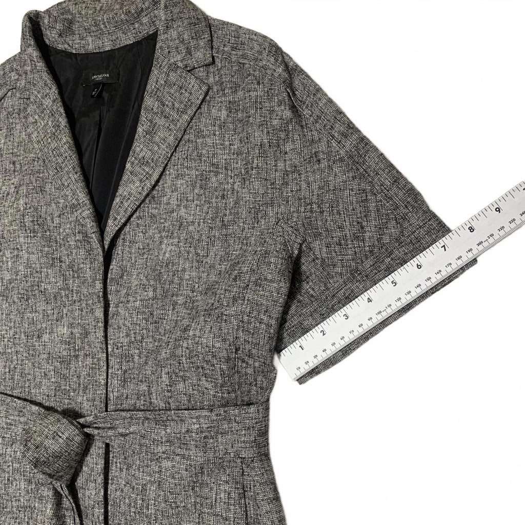 Blazer gris de manga corta con cinturón para mujer de Ann Taylor, talla 12