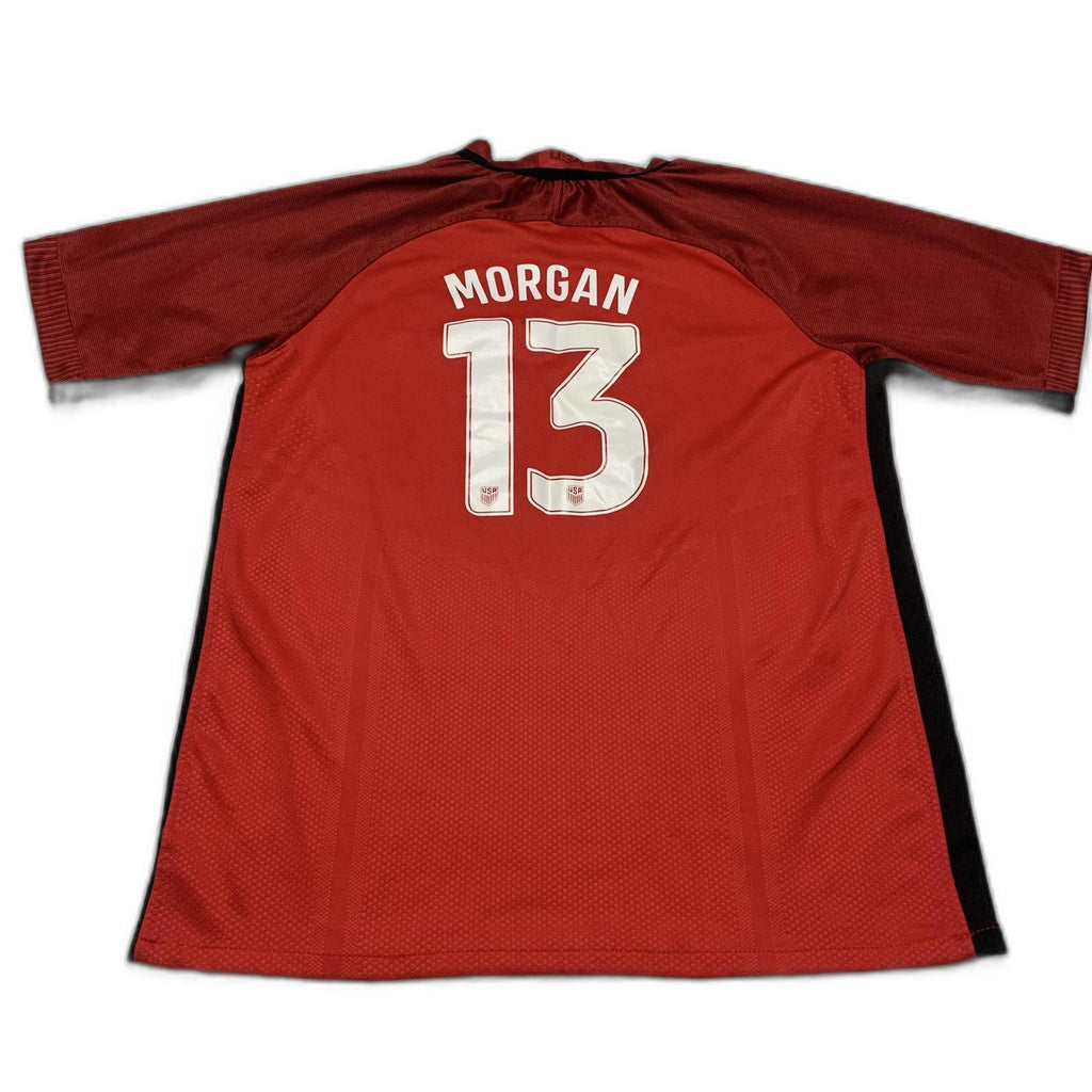 Camiseta de fútbol Nike USA para mujer, talla 26, rojo, negro, Morgan #13, tecnología Dri-FIT