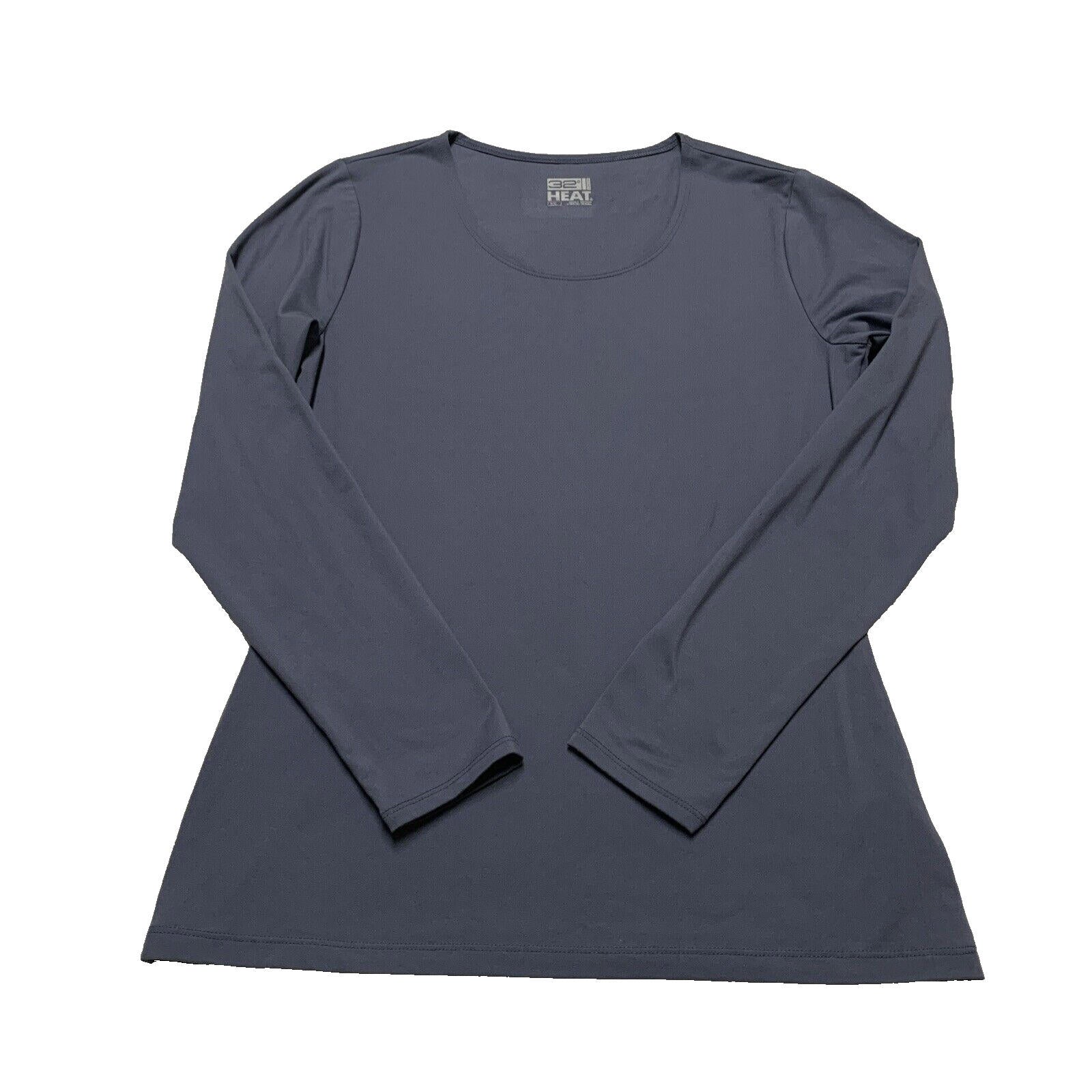 Camiseta azul de cuello redondo suave para mujer, talla pequeña, 32 grados de calor, para ponerse debajo