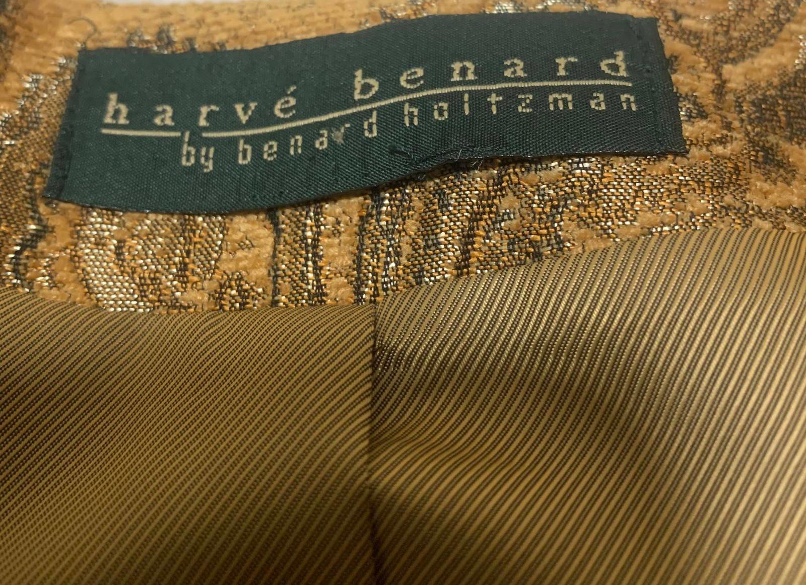 Chaqueta acolchada con cremallera Harvé Benard para mujer, talla M/L, estampado de cachemira dorado mostaza