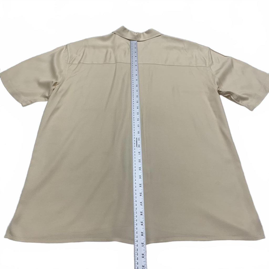 Camisa de seda grande Jos. A. Bank, beige claro, manga corta