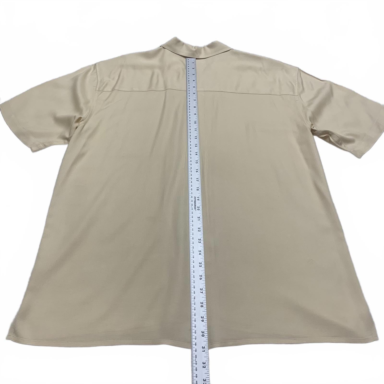 Camisa de seda grande Jos. A. Bank, beige claro, manga corta