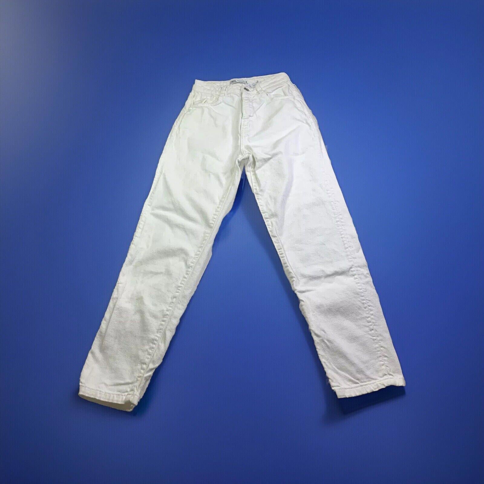 Vaqueros Zara para mujer, talla 2, blancos, pierna ancha, RN 77302