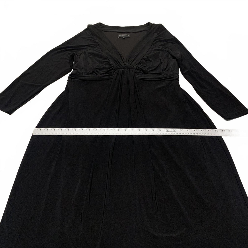 Jones New York Women's Size 18W Black Long  V-Necks Sleeve Dress Formal