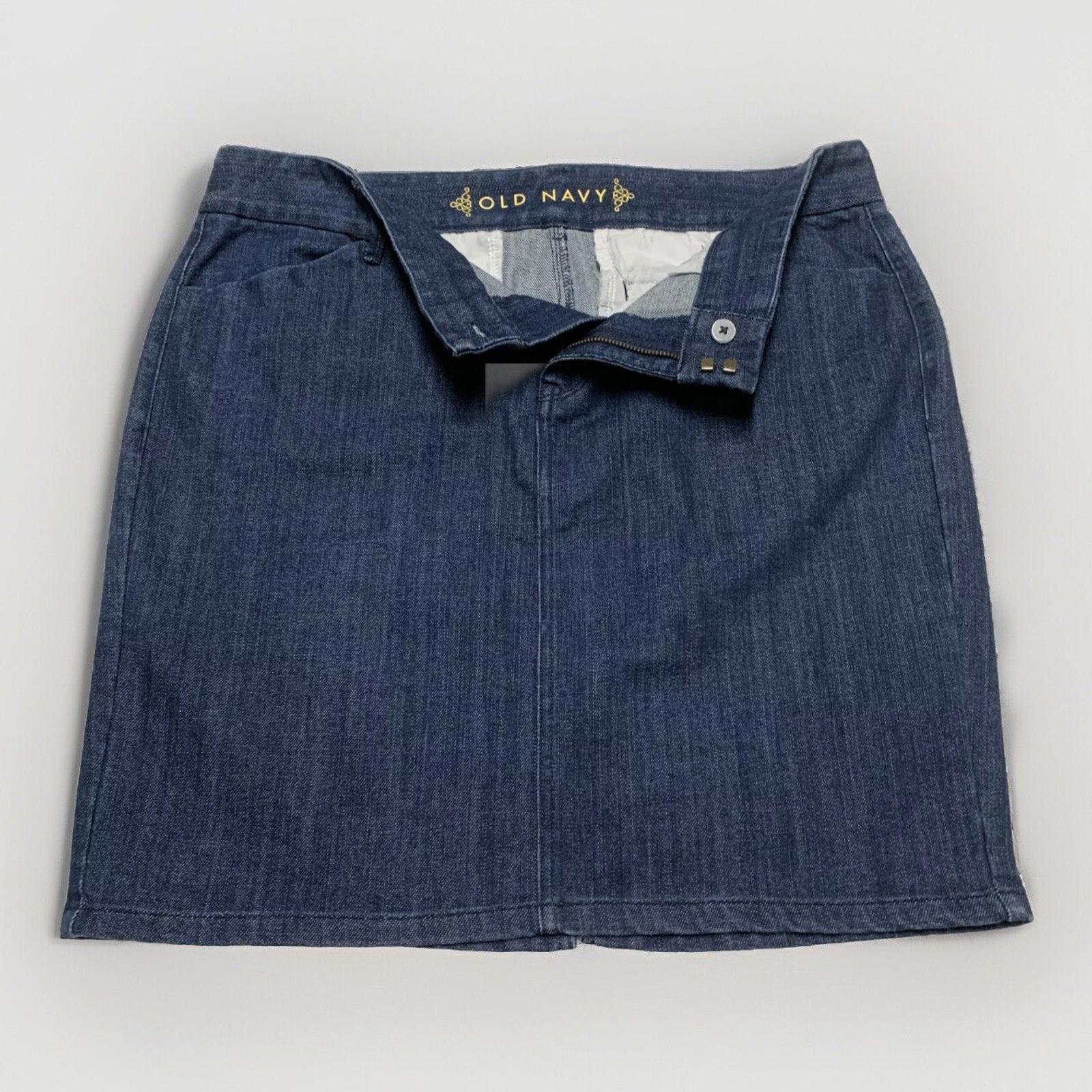 Falda de mezclilla azul oscuro para mujer, talla 12, con bolsillo, corte tubo, elástica y abertura, de Old Navy