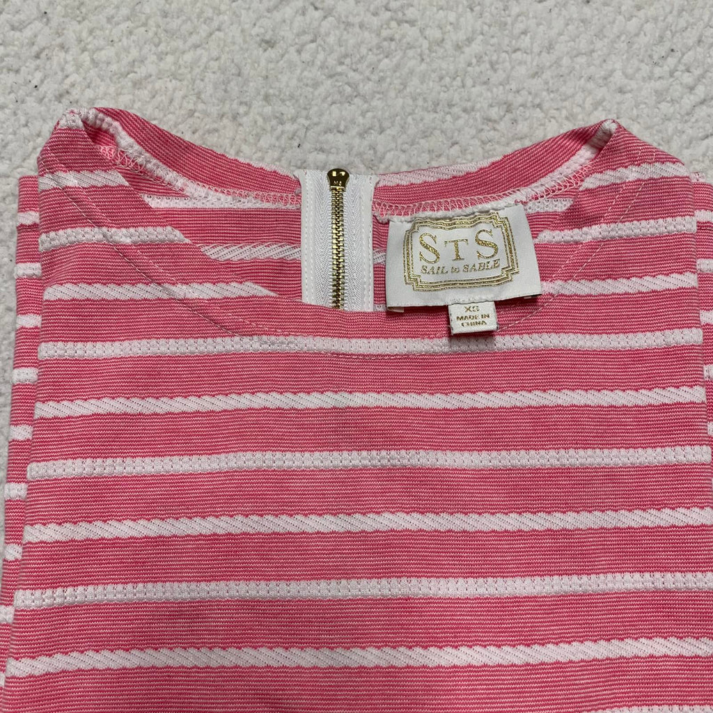 Vestido de verano de manga larga a rayas blancas y rosas de Sail to Sable Juniors, talla extra pequeña