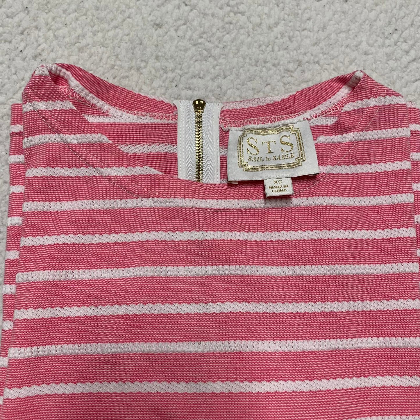 Sail to Sable Juniors Size X-Small Pink White Striped Long Sleeve Summer Dress