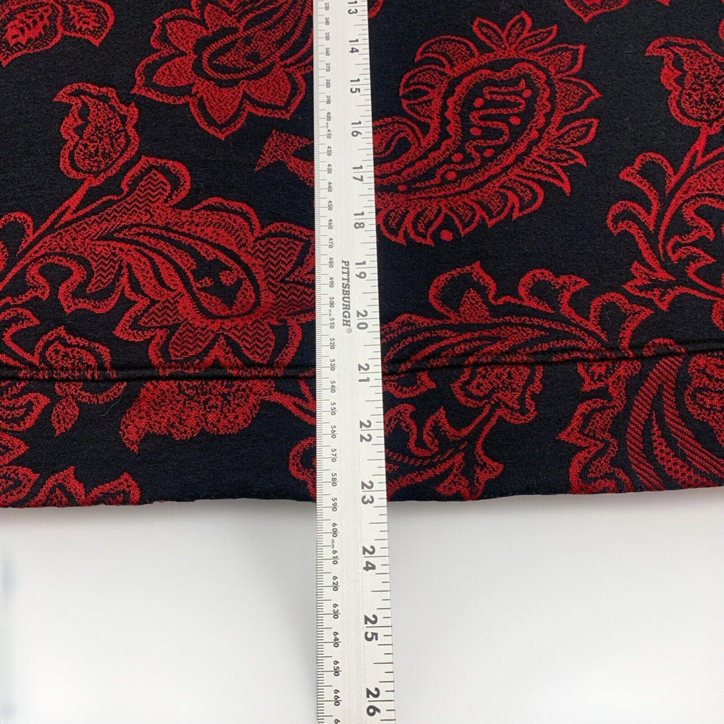 Suéter Croft &amp; Barrow para mujer, talla pequeña XL, con estampado floral de cachemira en rojo y negro, con cremallera y manga larga