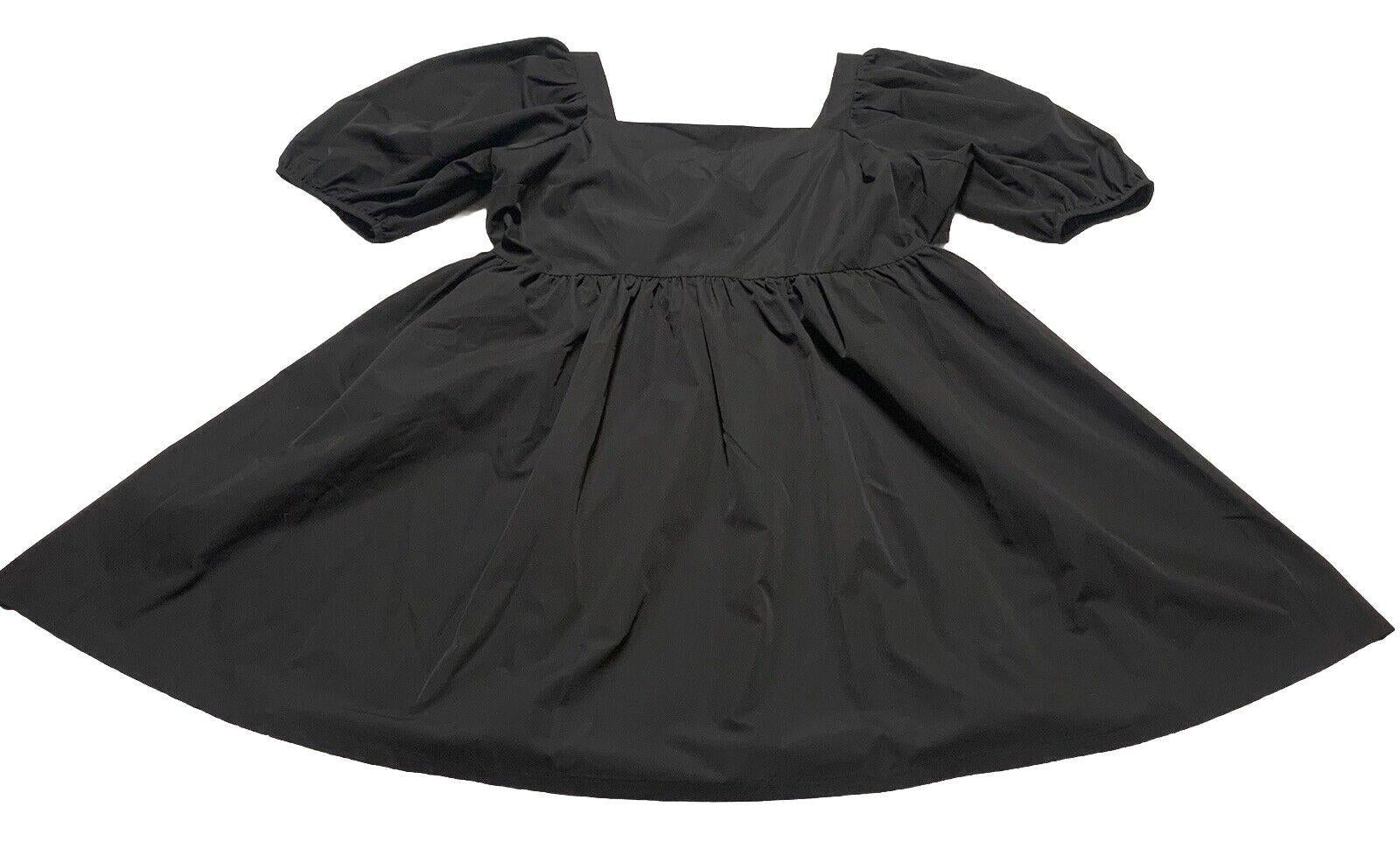 Vestido de verano negro de H&amp;M para mujer, talla grande, con mangas abullonadas y corte en A para vacaciones