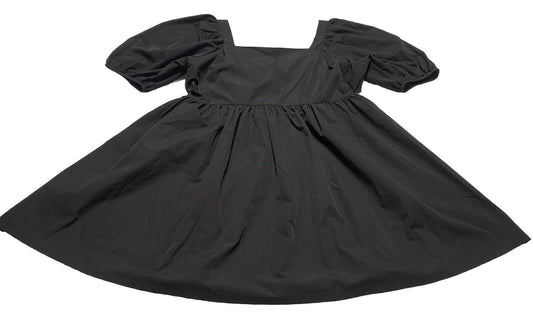 H&M Women’s Size Large Black Sun Dress Puff sleeve Vacation A-Line Cut