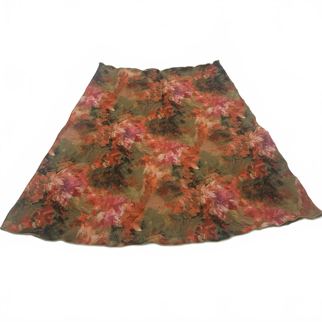 Haystacks Sz M Colorful Chic Floral Boho Artwear Reversible A- Line Skirt USA
