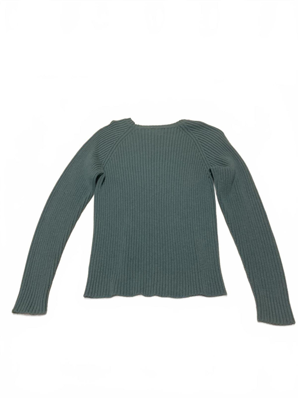 Suéter Lands' End de los años 90 para hombre, talla 38/40, cuello redondo, tejido acanalado, verde, fabricado en EE. UU.