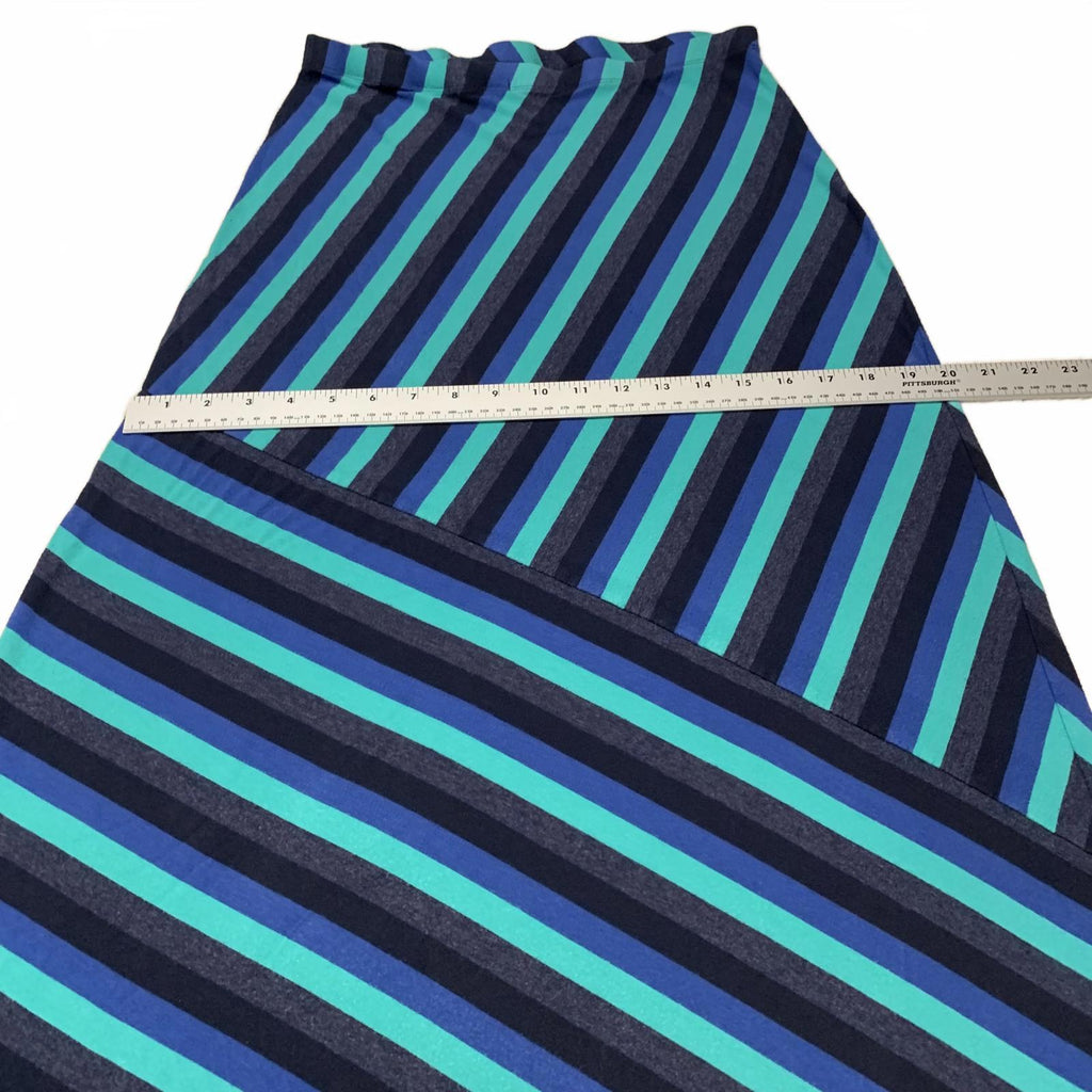 Falda midi convertible a vestido vintage Matty M para mujer, talla S, azul y verde a rayas