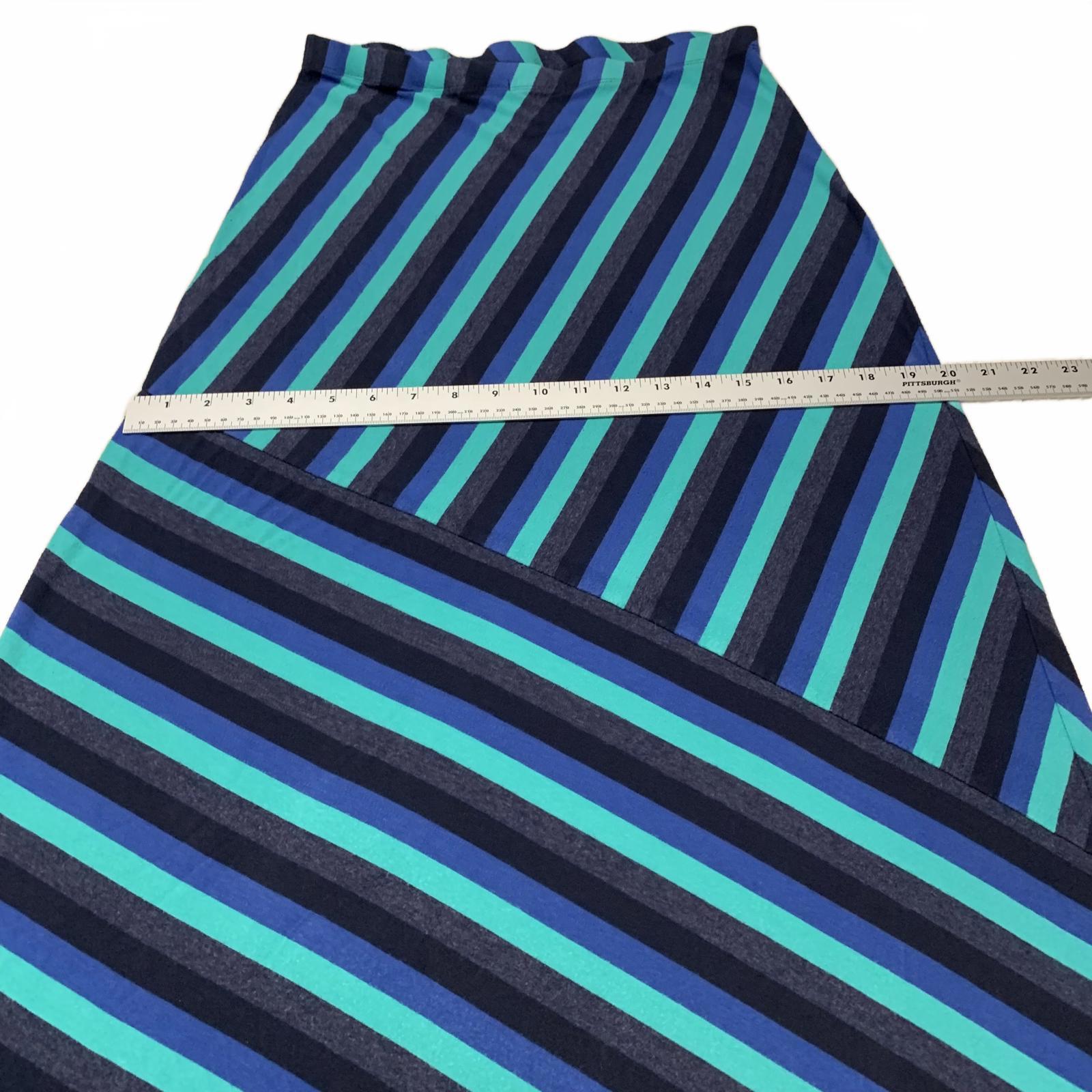 Falda midi convertible a vestido vintage Matty M para mujer, talla S, azul y verde a rayas