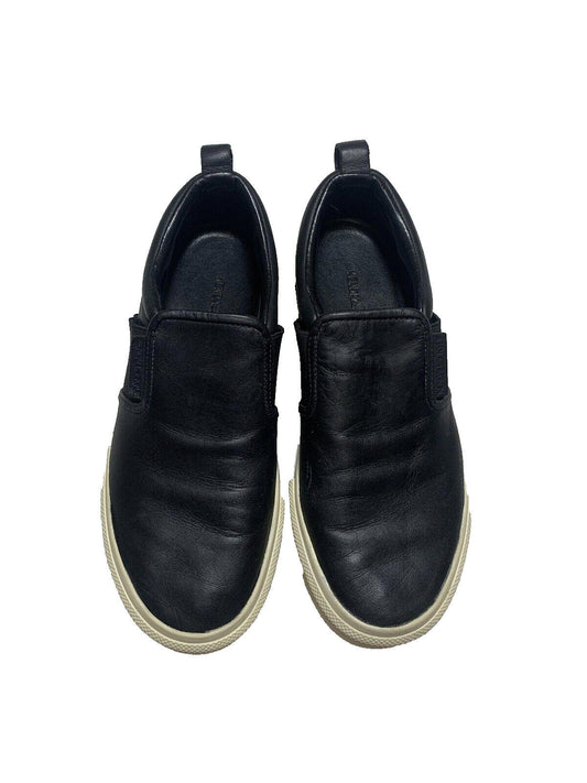 KENDALL + KYLIE Women's  7.5 Black/White Faux Leather Slip On Platform Sneakers