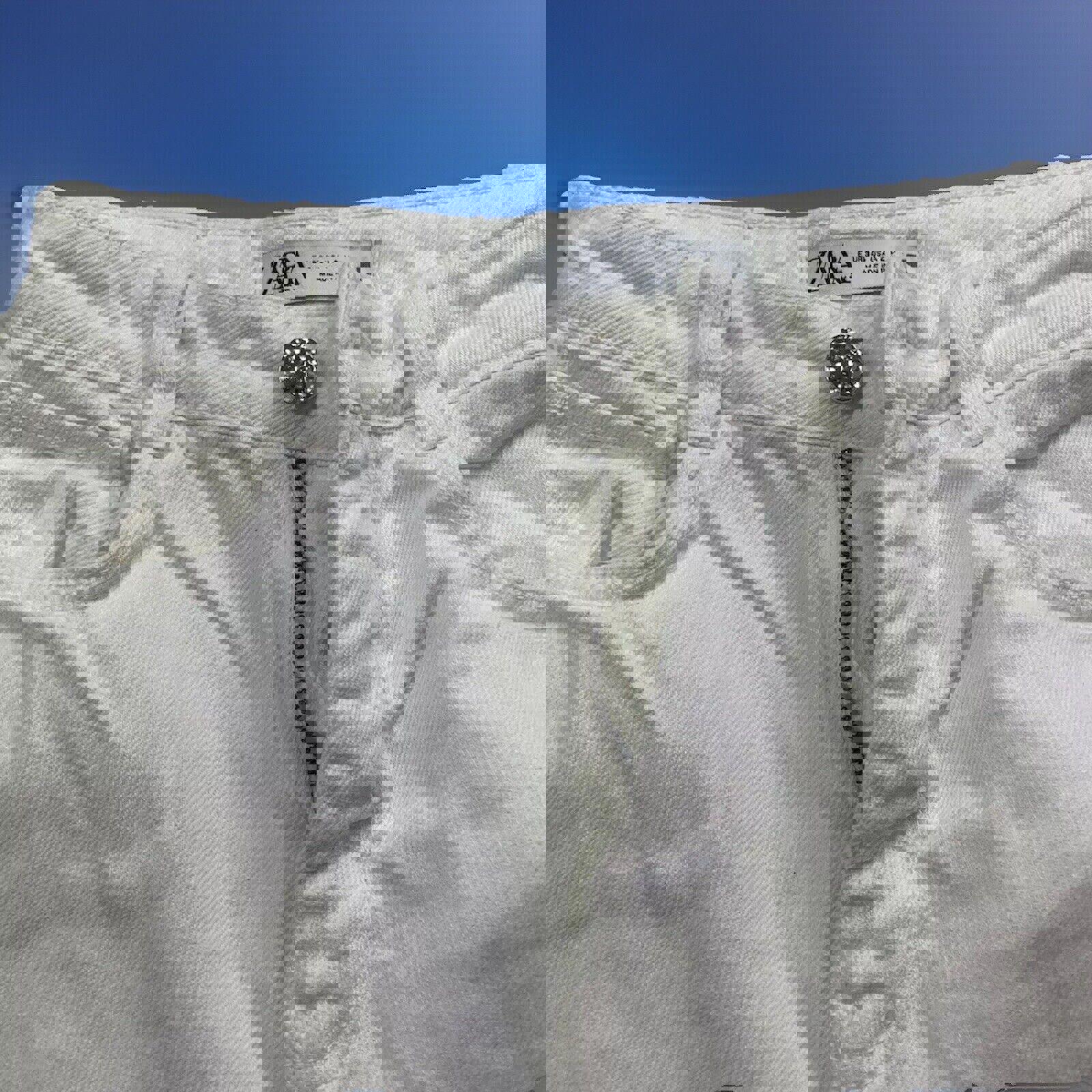 Vaqueros Zara para mujer, talla 2, blancos, pierna ancha, RN 77302