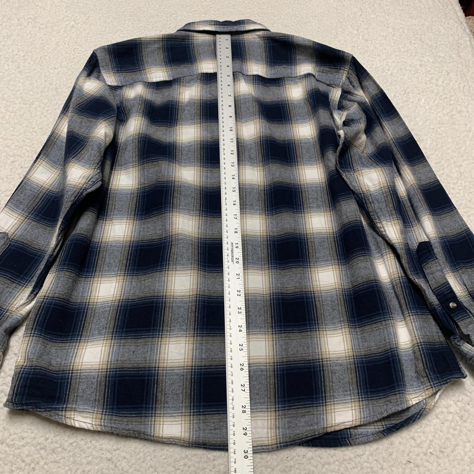 Camisa de franela a cuadros azules de algodón para hombre, talla grande, de Red Head Brand Co.