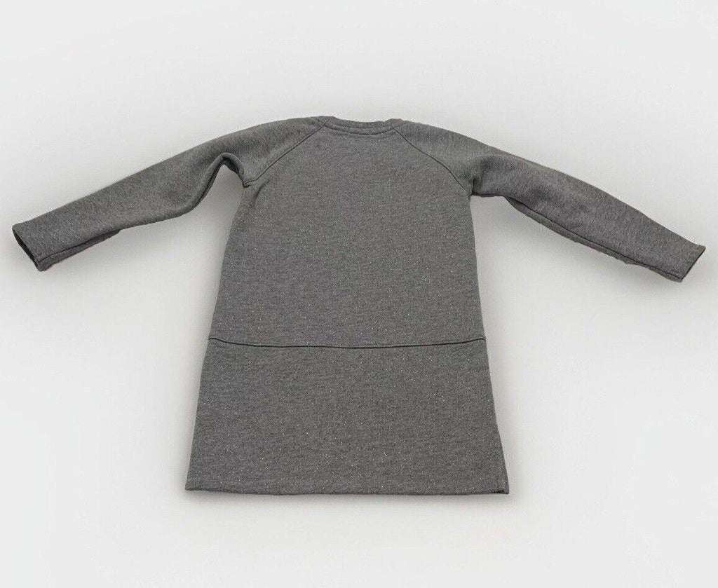 Vestido sudadera de forro polar gris jaspeado Chipie para niñas, talla 6, con purpurina de perro escocés
