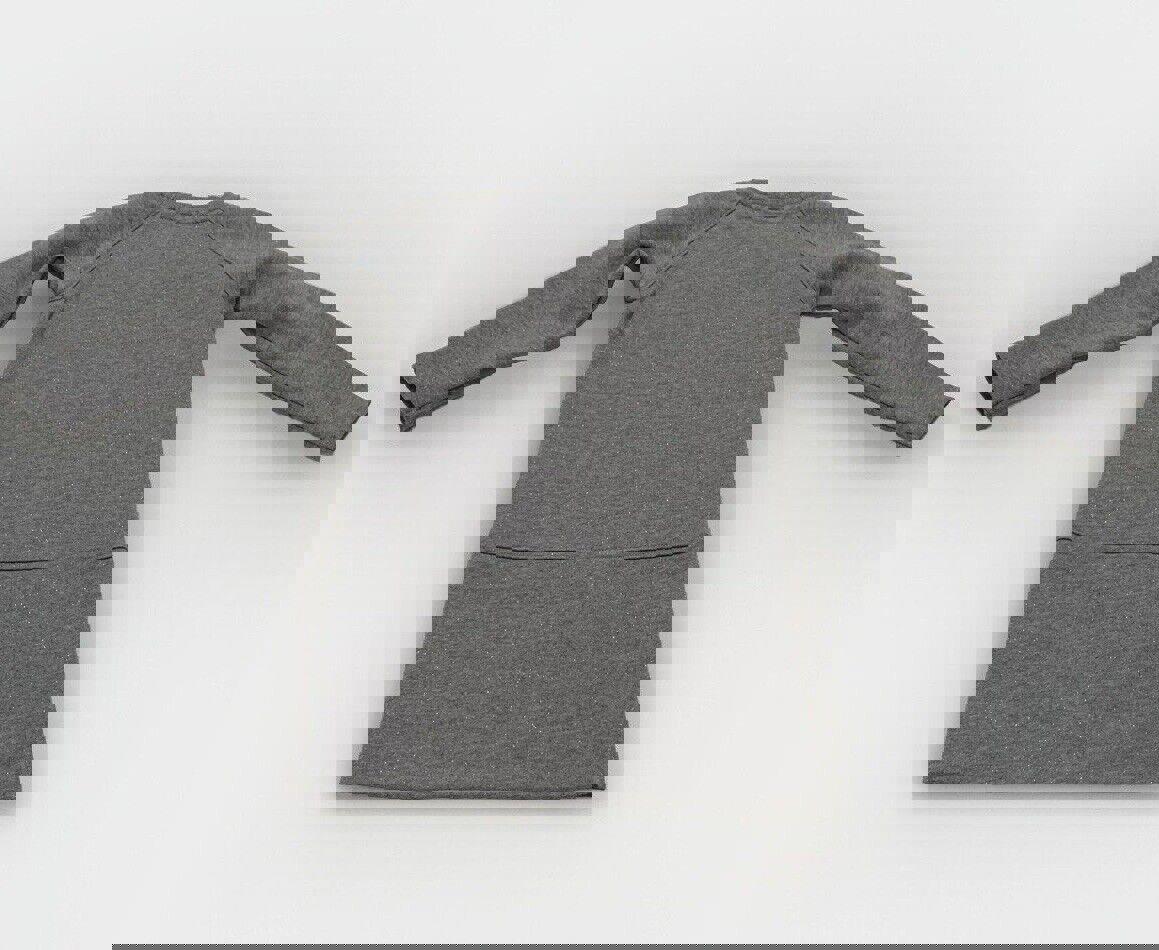 Vestido sudadera de forro polar gris jaspeado Chipie para niñas, talla 6, con purpurina de perro escocés