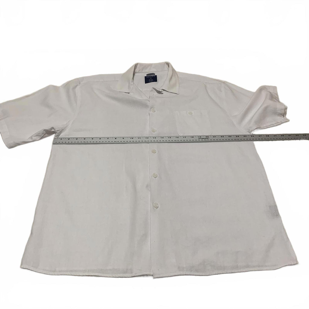 Vtg 90s Trust Men's 3X White Linen Rayon Short Sleeve  Casual Beach 3XL Shirt