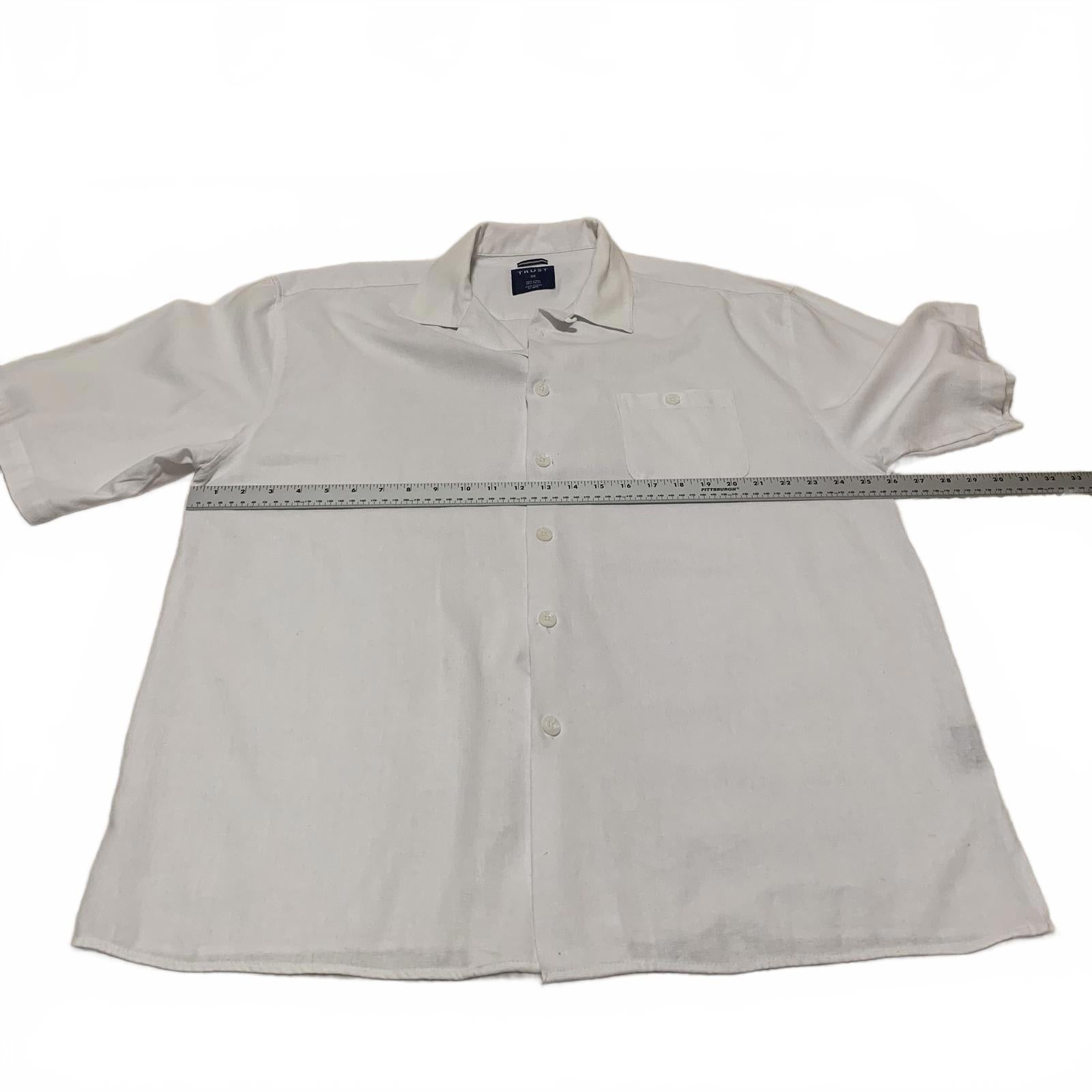 Vtg 90s Trust Men's 3X White Linen Rayon Short Sleeve  Casual Beach 3XL Shirt