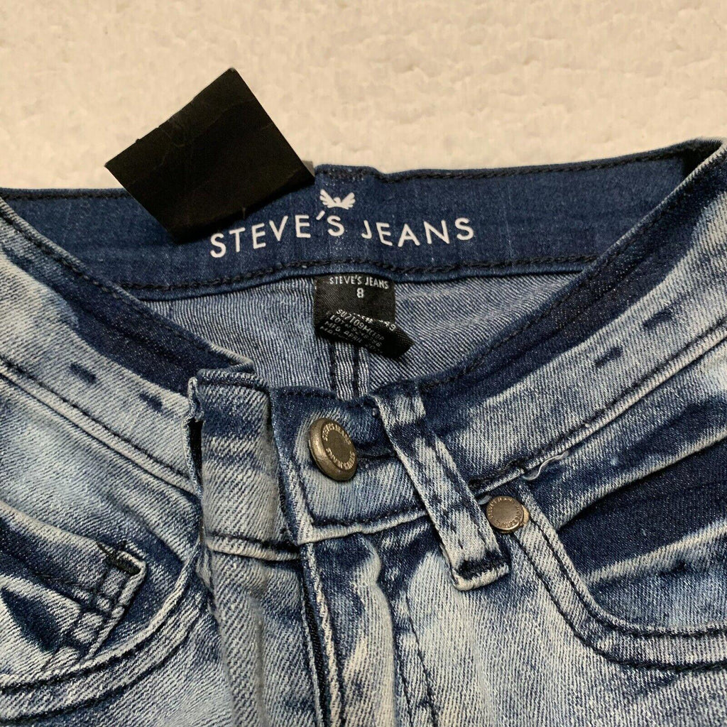 Vaqueros Steves para niños, talla 8, ajustados, azul, elásticos, de máxima comodidad