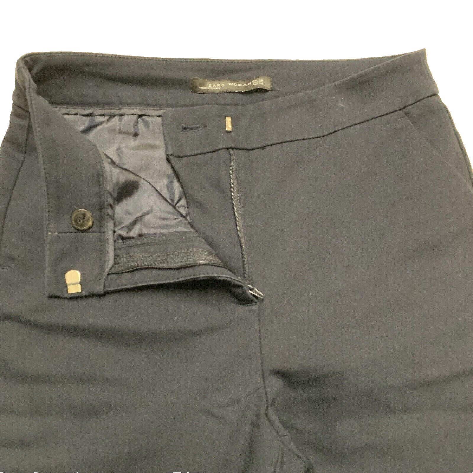 Pantalones de vestir Zara para mujer, talla 4, azul marino oscuro, pierna recta