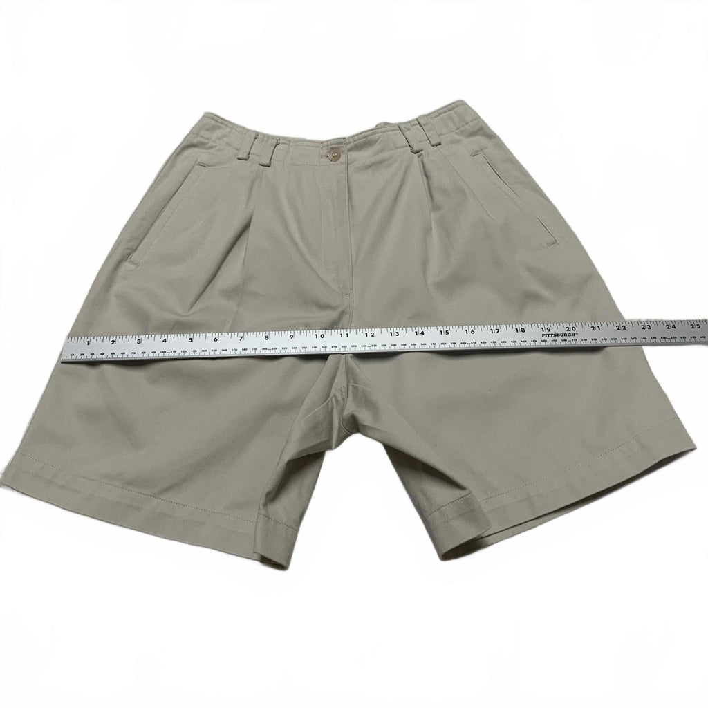 Pantalones cortos plisados ​​de algodón color caqui de Liz Claiborne Liz Sport para mujer, talla 8
