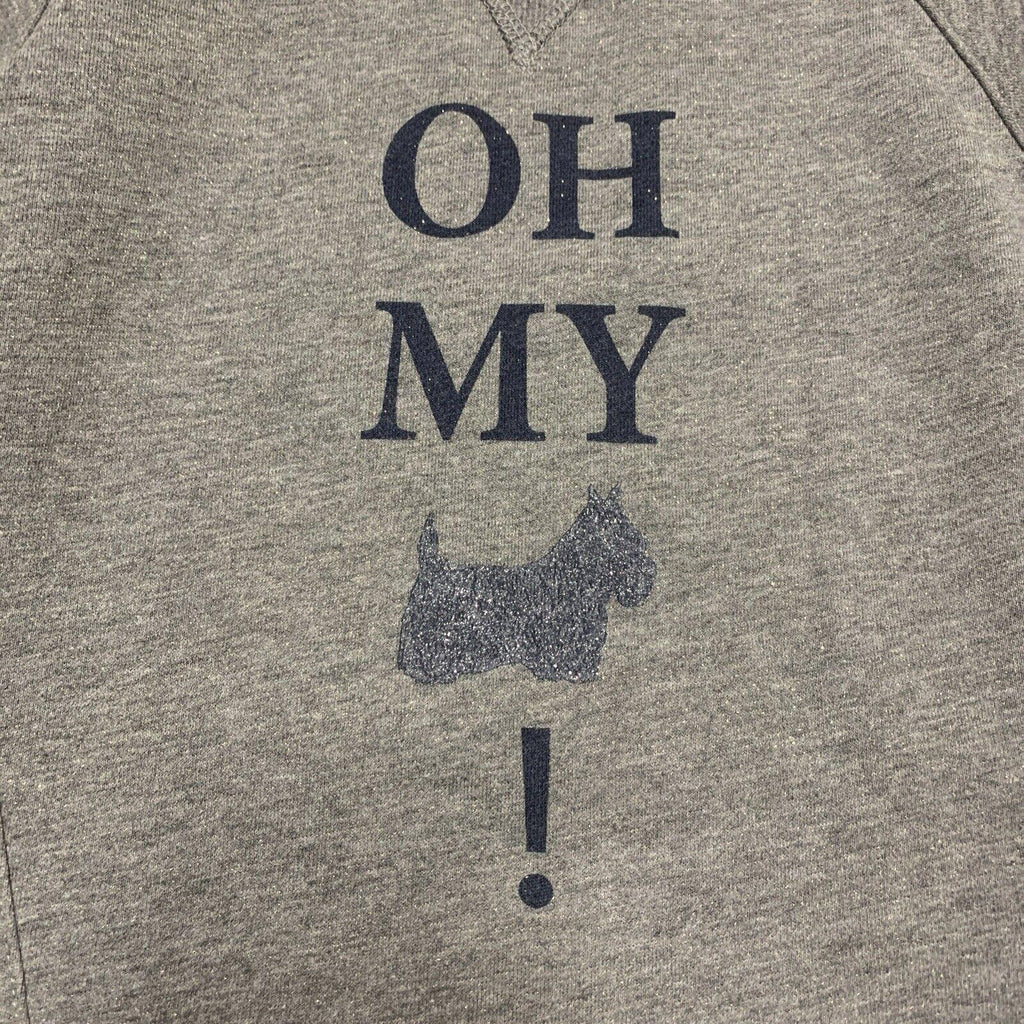 Vestido sudadera de forro polar gris jaspeado Chipie para niñas, talla 6, con purpurina de perro escocés